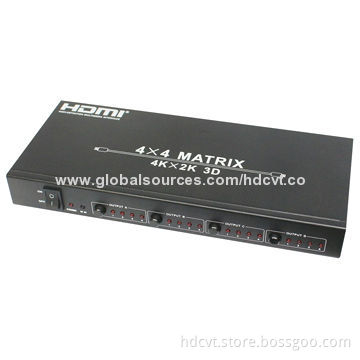 HDMI 1.4 4x4 + EDID + IR Matrix with 12V DC, 2.5A Power Supply